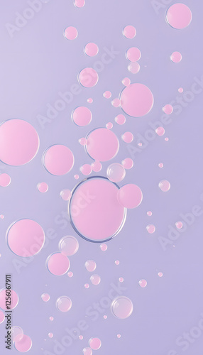 Pink oil bubbles on water surface. with white shades