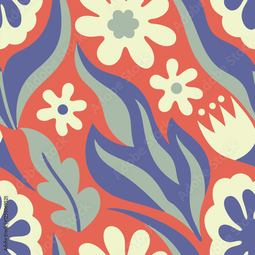  Pattern of seamless flowers. Abstract wildflowers on a black background.Style for banners, wallpaper, posters, websites, online shopping.Vector illustration design.