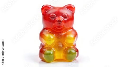 Red-Orange Gummy Bear Candy on White Background photo