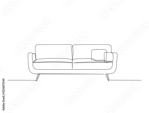 Continuous one line drawing of armchair or sofa- interior furniture. Sofa in single line draw illustration. Editable stroke.