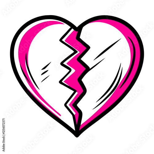 Broken heart icon representing sadness, emotional distress concept