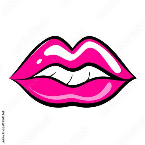 Pink lips icon showcasing fullness, vibrant beauty concept
