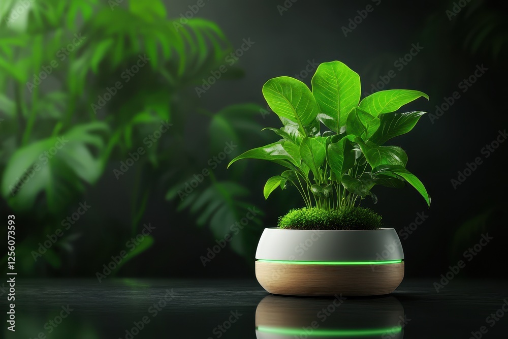 Vibrant indoor plant arrangement in minimalist pot enhancing natural beauty and tranquility within a modern space Vibrant indoor plant arrangement in minimalist pot enhancing natural beauty and tranquility within a modern space