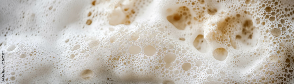 Close-up view of sea foam forming on wet sand with varied textures and bright background Close-up view of sea foam forming on wet sand with varied textures and bright background