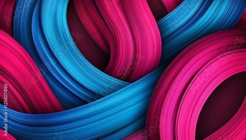 Glowing lines of cyan and fuchsia flowing smoothly, illuminating a dark burgundy background for a warm and vibrant look.