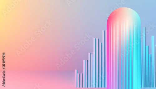 A glowing financial graph with dynamic trendlines, set against a gradient teal-to-indigo background for a sleek and futuristic effect. photo