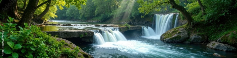 Obraz premium F?rmlichkeit und Ruhe in einer stillen Landschaft, natural scenery, waterfall