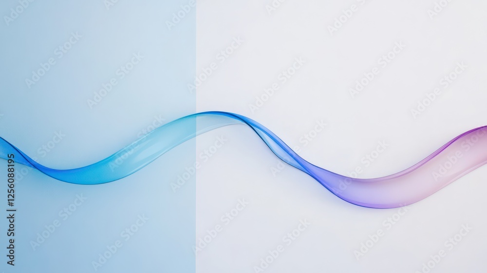 blue and white background with an abstract, curved line made from glass on the right side. blue and white background with an abstract, curved line made from glass on the right side.