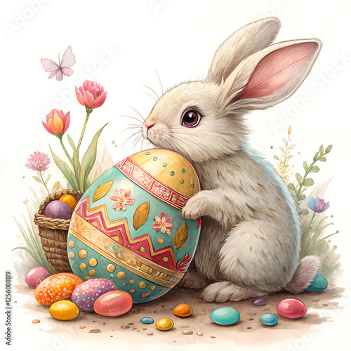 easter bunny with easter egg