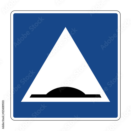 Road sign speed bump. Warns drivers approaching an artificial bump on the road, designed to limit the speed traffic. Reducing the speed transport in places with high density of pedestrian traffic. photo