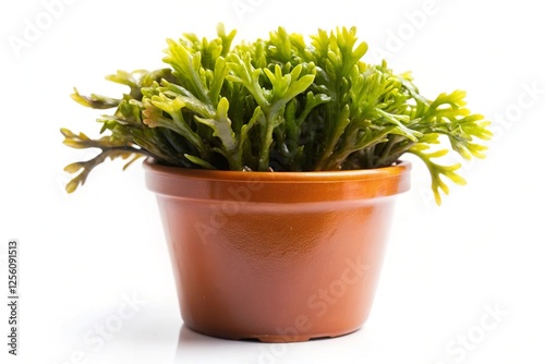 Fucus vesiculas in a pot   on white background 