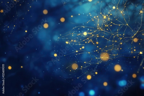 abstract visualization of interconnected thought patterns, featuring glowing neural networks against deep blue backdrop