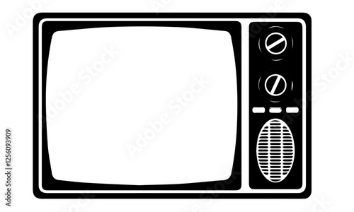 black television isolate on white background, television silhouette vector, tv icon symbol