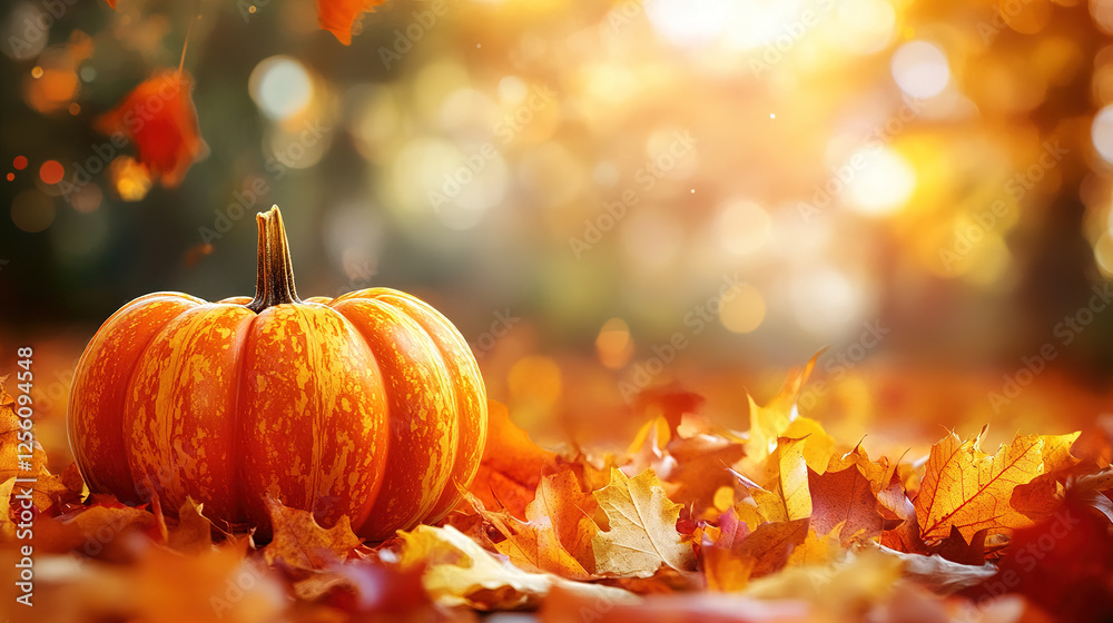 Pumpkin in Autumn Leaves Pumpkin in Autumn Leaves