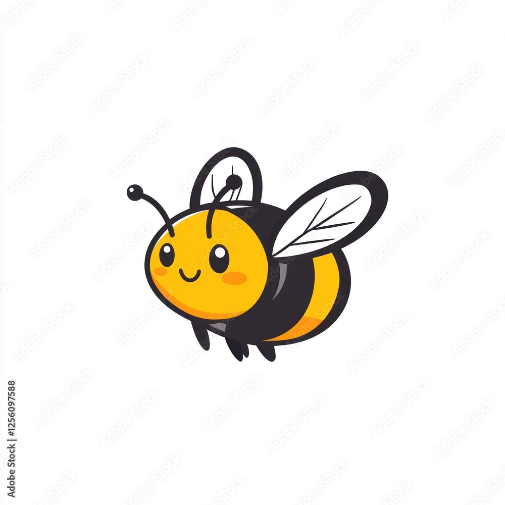 Cute cartoon bee in flight, vector art, perfect for children's books, online advertising, or print design Cute cartoon bee in flight, vector art, perfect for children's books, online advertising, or print design