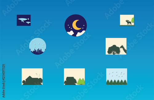 3D Abstract Paper Pattern, Night Fantasy World