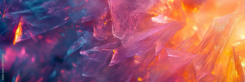Naklejka premium Intricate patterns of abstract ice crystals shining in radiant light