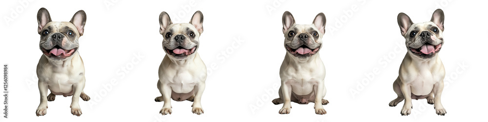 Obraz premium Cute French Bulldogs Sitting – Isolated on White