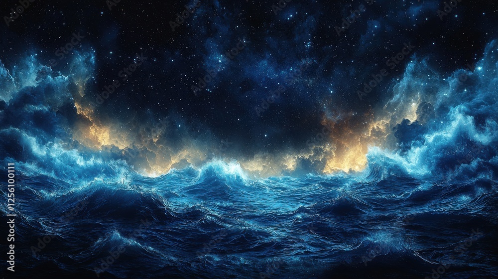 Fototapeta premium Cosmic Night Sea with Stars