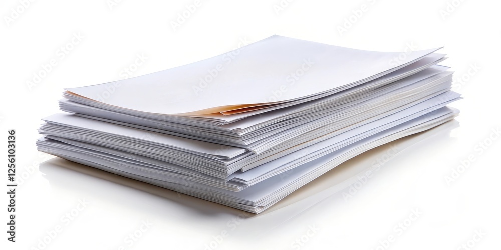 Stack of Papers on White Background Stack of Papers on White Background