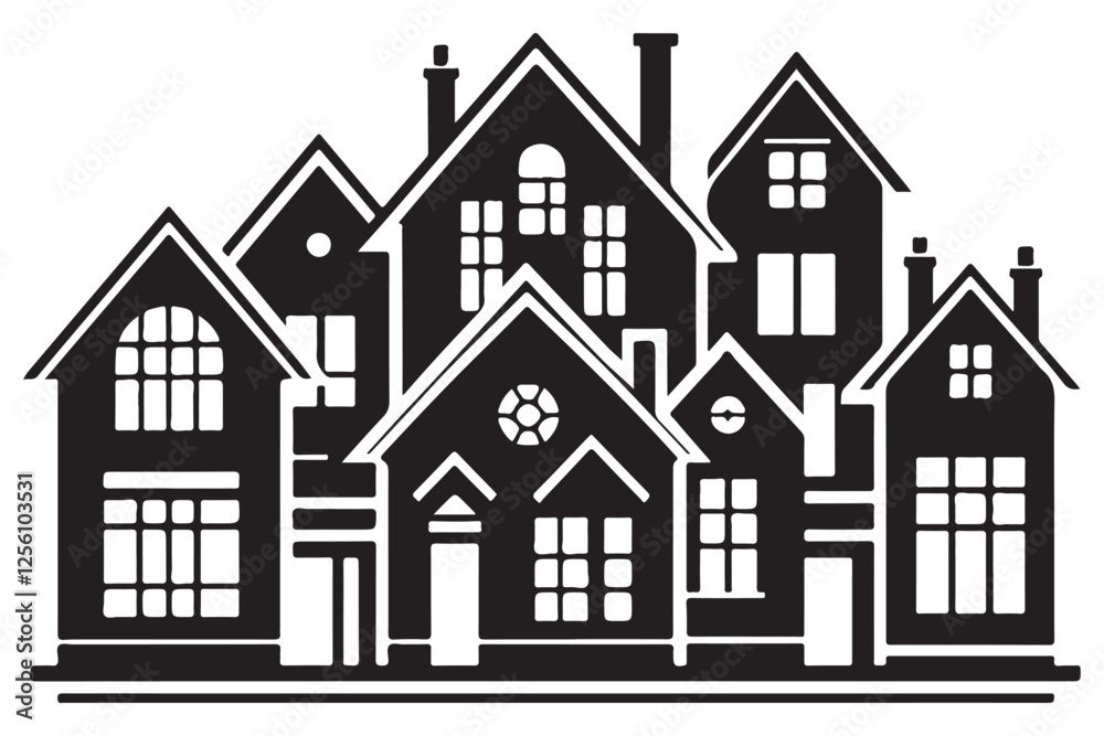 Cluster of vector houses townhomes illustration design architecture theme Cluster of vector houses townhomes illustration design architecture theme
