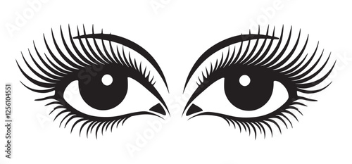 Intense Eyes Silhouette Vector Illustration for Expression Design