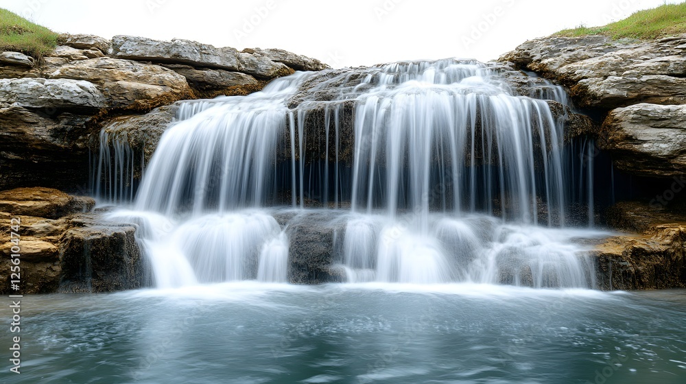 Cascading Waterfall with Crystal-Clear Water Cascading Waterfall with Crystal-Clear Water