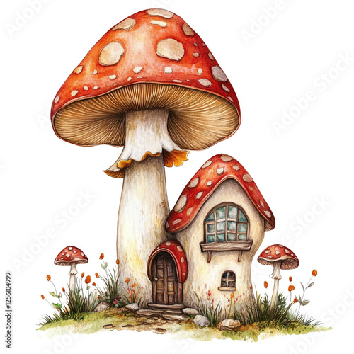 Enchanting mushroom house nestled in a whimsical garden a cozy fairytale home