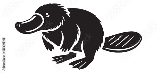 Adorable Platypus Silhouette Vector Illustration Australian Icon Design