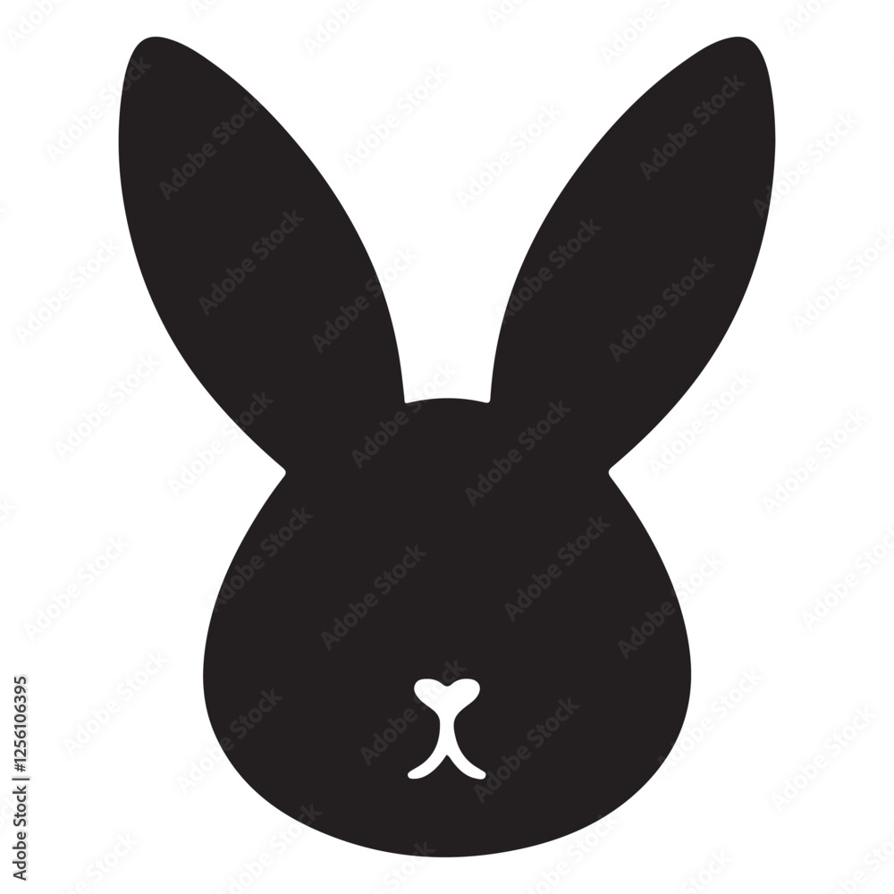 Adorable Bunny Head Silhouette Vector Illustration for Easter Projects Adorable Bunny Head Silhouette Vector Illustration for Easter Projects