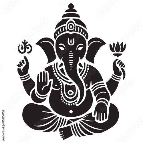 Lord Ganesha Silhouette Vector Artwork Symbol of Wisdom