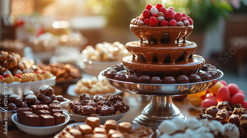 A Chocolate Fountain Surrou...
