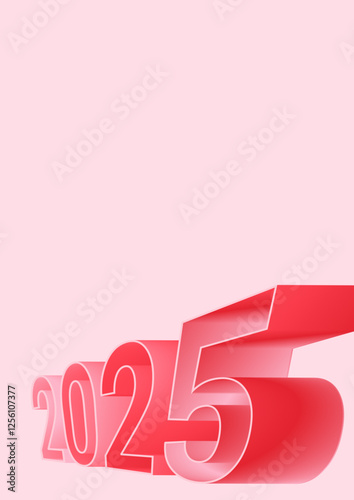 2025. Volumetric numbers coming out of the background. 3D colored numbers. Banner. Template