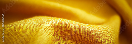 Bright mustard yellow cotton fabric with durable oxford weave texture for creative projects