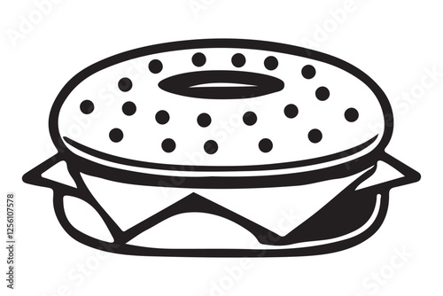 Everything Bagel Silhouette Vector Illustration of Food Breakfast