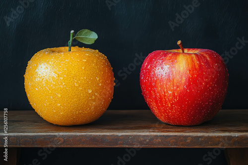 A Fresh Apple And Orange Di...