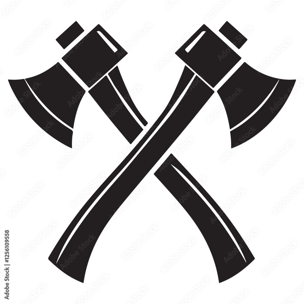 Axes Silhouette Vector Art Powerful Lumberjack Tool Design
