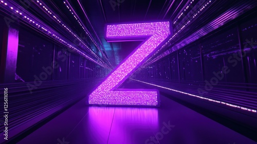 Neon Z in a Futuristic Purple Corridor