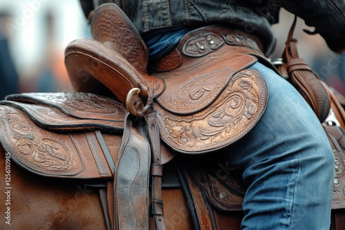 Cowboy Carrying Saddle