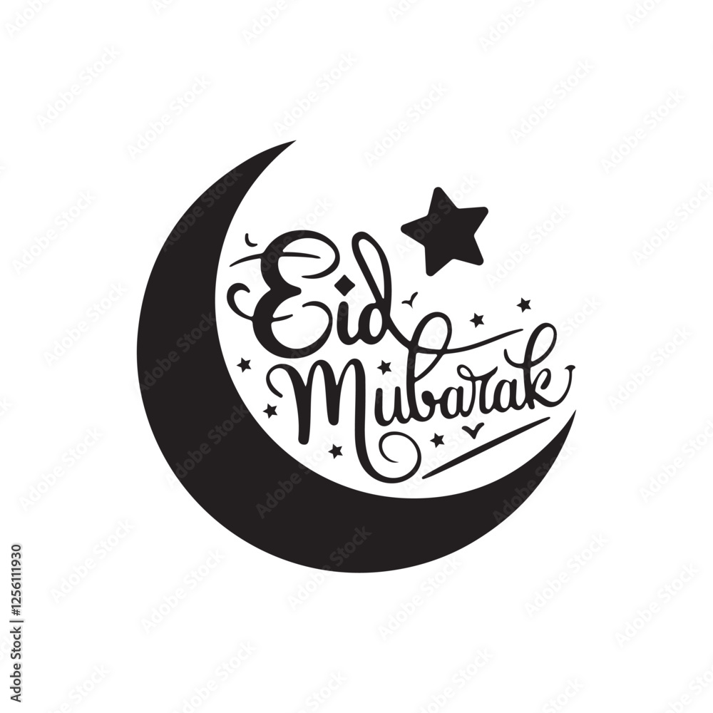Eid Mubarak silhouette vector illustration