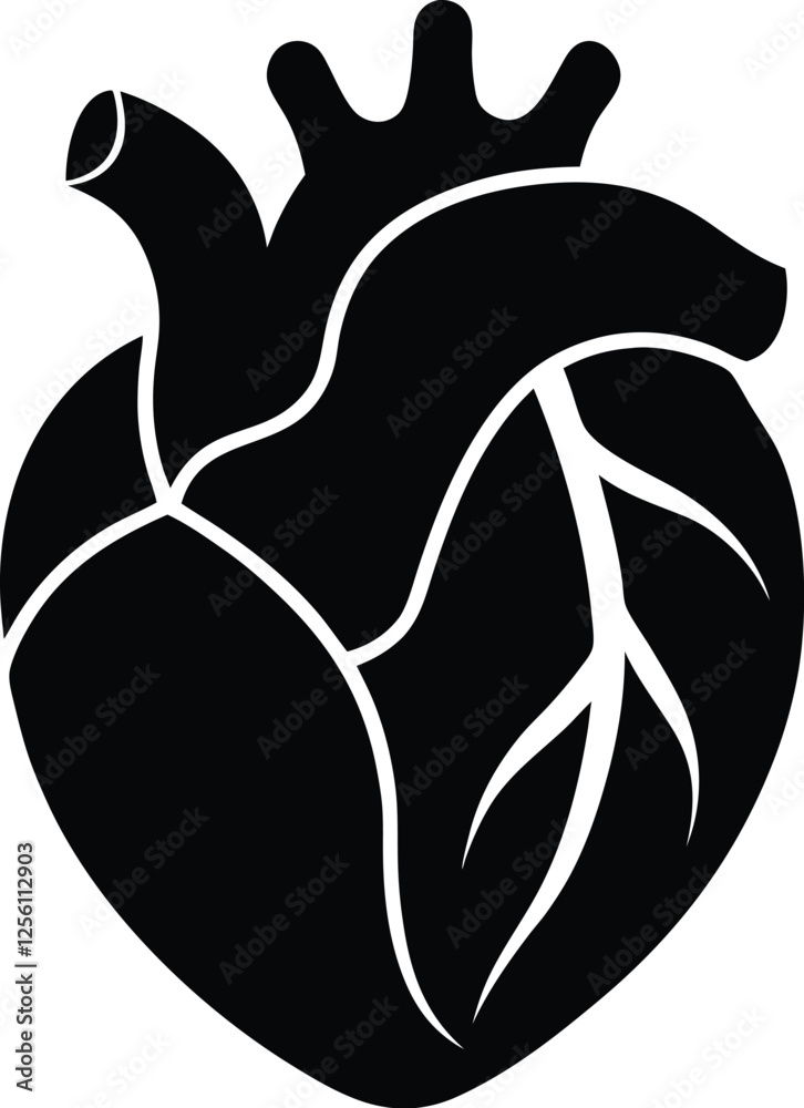 human heart silhouette, human heart vector icon design, anatomical illustration graphic human heart silhouette, human heart vector icon design, anatomical illustration graphic