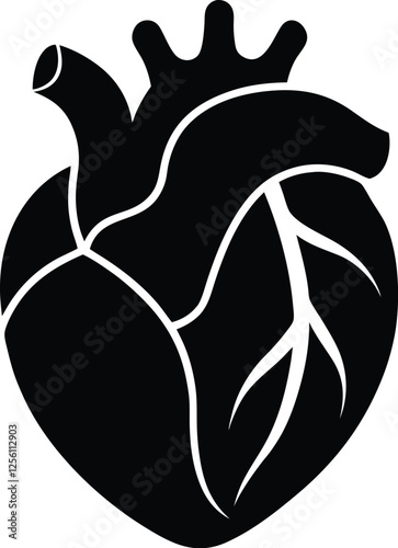 human heart silhouette, human heart vector icon design, anatomical illustration graphic