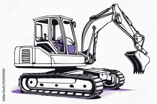 Excavator: Heavy Machinery Vector Art