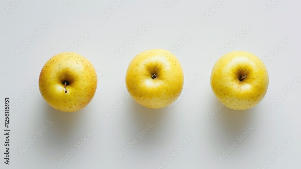 Fresh yellow apples on a white background, showcasing their vibrant color, smooth skin, and natural appeal. Perfect for themes of healthy eating, organic food, and natural produce Fresh yellow apples on a white background, showcasing their vibrant color, smooth skin, and natural appeal. Perfect for themes of healthy eating, organic food, and natural produce