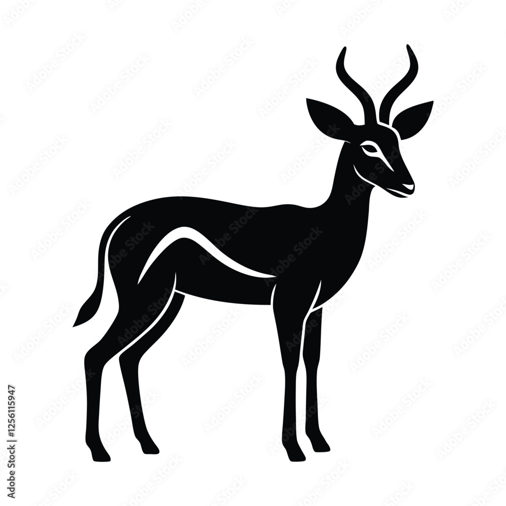 Fototapeta premium Vector silhouette illustration of an antelope on a white background