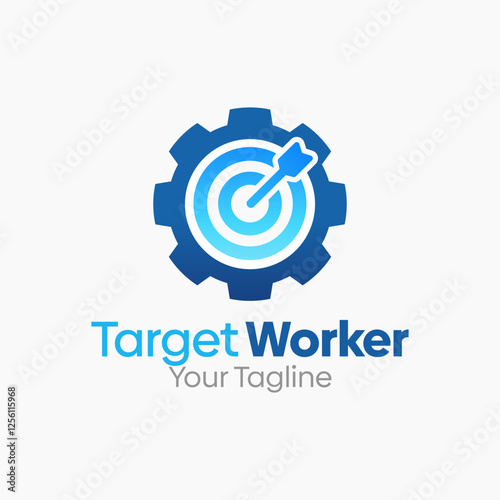Target Worker Logo Design Template. Good for Business, Agency, Community and Organization
