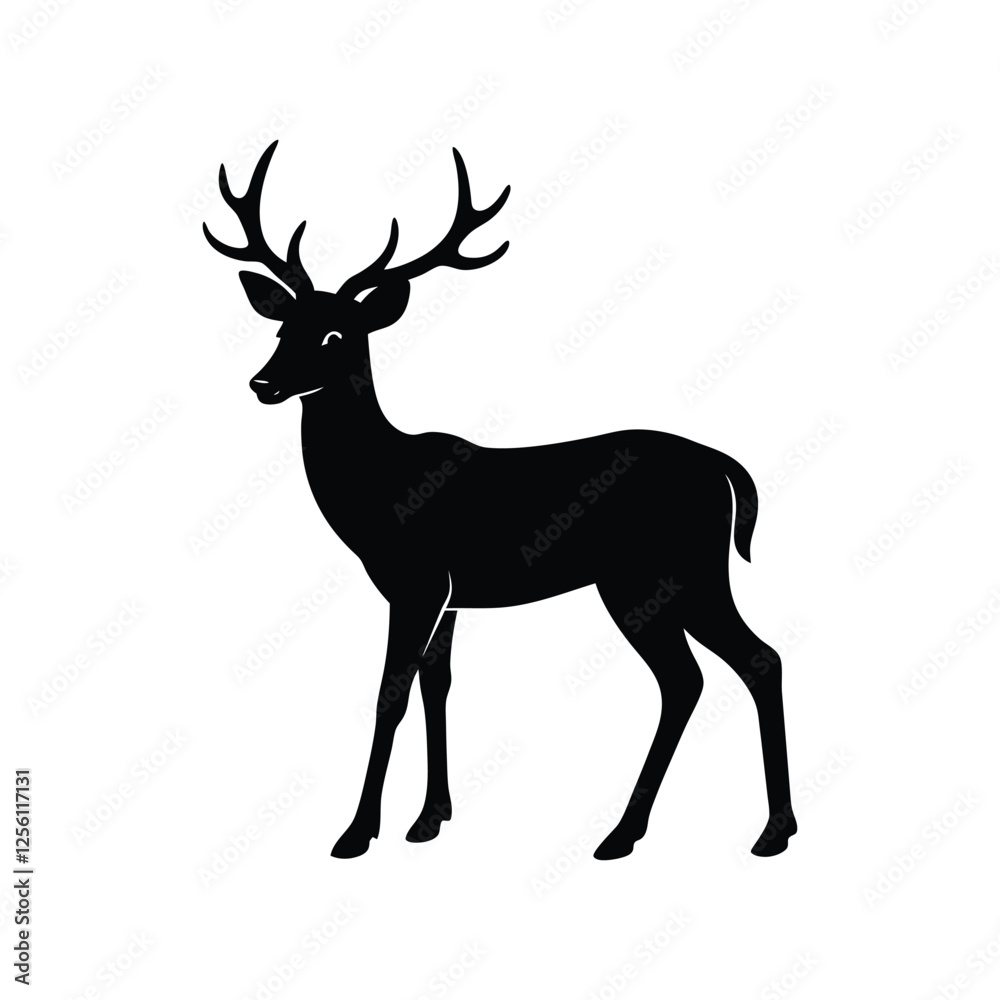 Fototapeta premium deer silhouette vector illustration isolated on white background