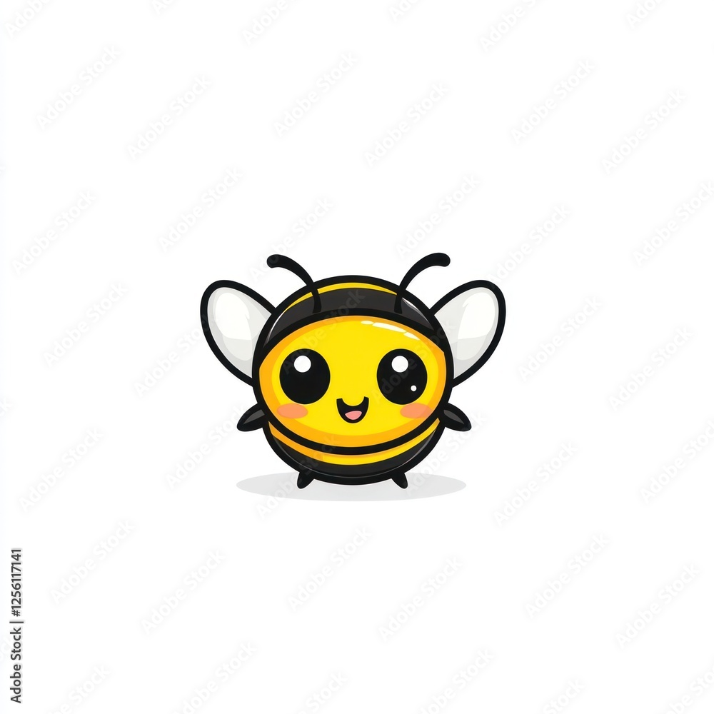 Cute cartoon bee, cheerful, isolated, simple design, stock photo Cute cartoon bee, cheerful, isolated, simple design, stock photo