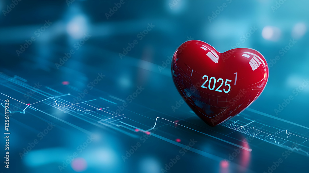 A vibrant red heart symbolizing love and hope for the year 2025, surrounded by a tech-inspired blue background. A vibrant red heart symbolizing love and hope for the year 2025, surrounded by a tech-inspired blue background.