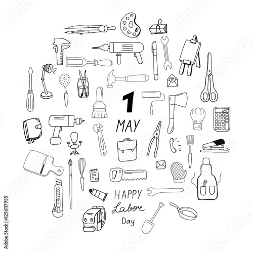 1 may labour day poster, vector illustration, Happy Labor Day banner. 1st May.